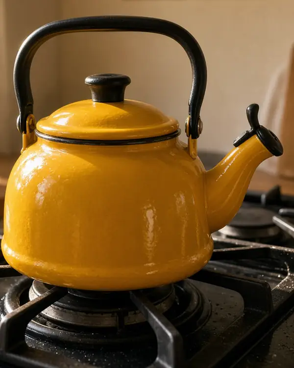Sample photo of a yellow kettle in Dark Tangerine