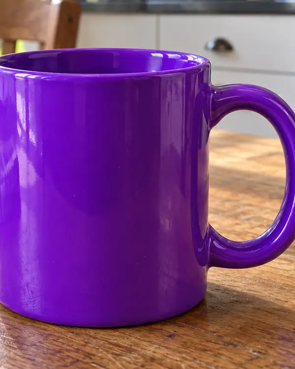 Sample photo of a purple mug in Electric Violet