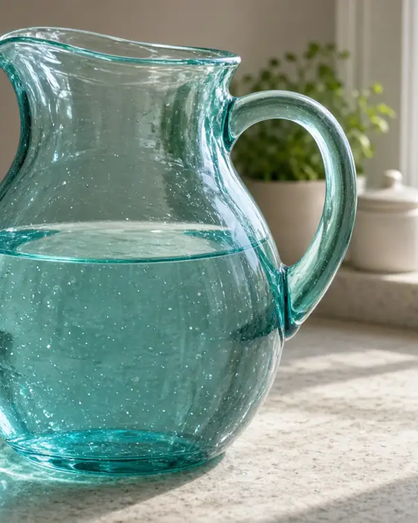 Sample photo of a glass pitcher in Light Sea Green